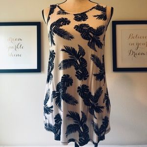 Black and White Tropical Palms Sleeveless Top